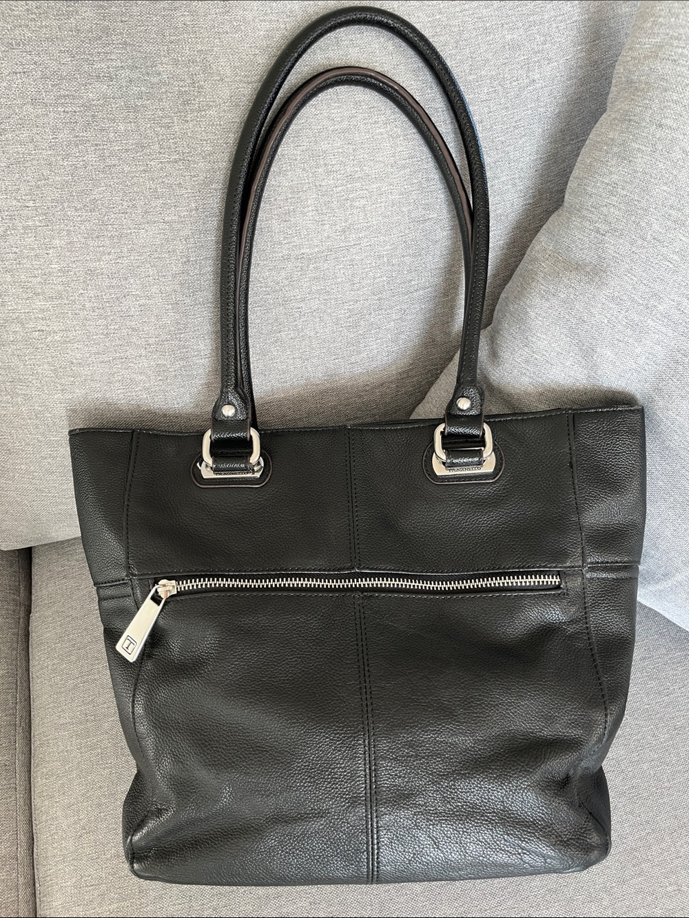 Tignanello Black Leather Tote